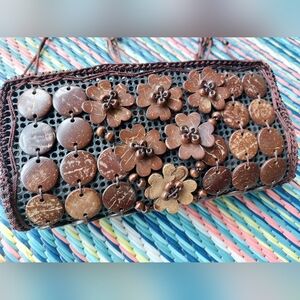 Brown Floral Embellished Women's Bag